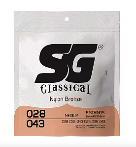 Encordoamento Para Violão Sg Classical Nylon Bronze 028