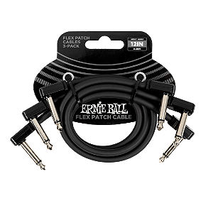 Kit 3 Cabo Para Pedal Ernie Ball Flex Patch Black 30,48 Cm