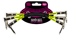 Kit 3 Cabo Para Pedal Ernie Ball Classic Patch Cable 15,24cm Preto