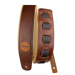 Correia Para Guitarra, Baixo E Violão Basso Couro Marrom CLA54