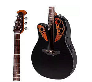 Violão Canhoto Ovation Celebrity Elite Mid Cutaway Black