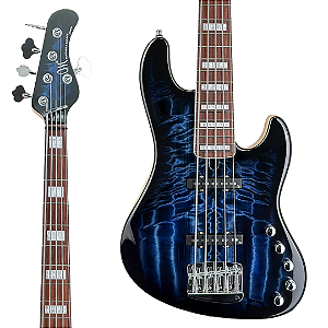 Baixo 5 Cordas Ativo Mayones Jabba Custom Trans Dirty Blue Burst Gloss