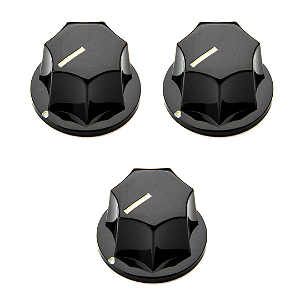 Kit 3 Knob De Plástico Para Instrumentos Grande Preto