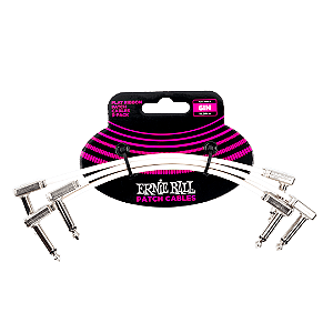 Kit 3 Cabo Pedal Ernie Ball Flat Ribbon Patch Branco 15.24cm