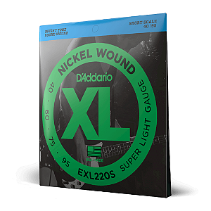 Encordoamento Para Baixo 4 Cordas Short Scale Daddario XL Super Light .040