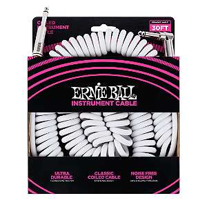 Cabo Espiral Para Instrumento P10 Ernie Ball Blindado 9,14m White