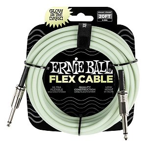 Cabo para Instrumento P10 Ernie Ball Flex Brilha No Escuro 6.10m