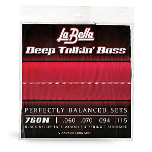 Encordoamento para Baixo 4 Cordas La Bella Deep Talkin’ Bass Black Nylon .060