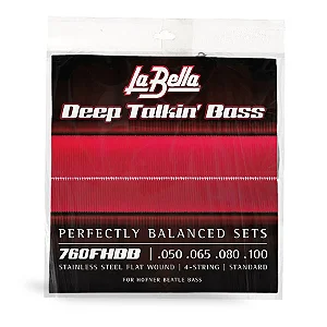 Encordoamento para Baixo 4 Cordas Flat La Bella Deep Talkin’ Bass Beatle .050