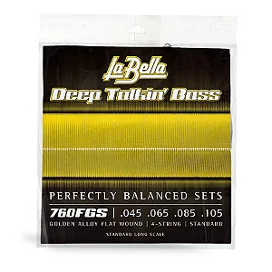 Encordoamento para Baixo 4 Cordas Flat La Bella Deep Talkin’ Bass Gold Flats .045