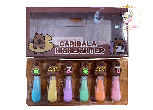 Marca Texto 6 Cores Capivara - Conjunto Divertido de Marcadores