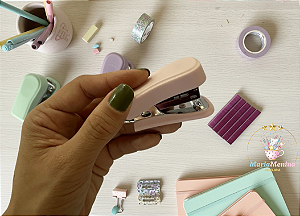 Grampeador Plástico Mini 20 Folhas Cor Pastel