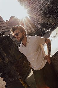 Camisa Alfaiataria Polo Masculina Creme