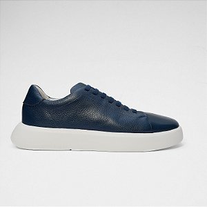 Sapatênis Couro Azul Marinho Casual