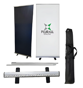 Porta Banners Roll up 1,00x2,00m Retrátil C/ Case - 2 Pés + Lona