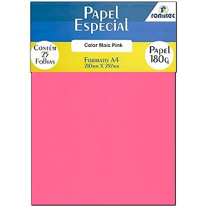 PAPEL A4 180G CM PINK C/25FLS