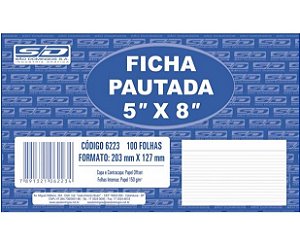 FICHAS PAUTADAS 5X8 12,7X20,3CM PCT/100 6223-2