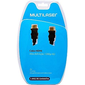 CABO DE VIDEO - HDMI 19 PIN M/HDMI 19 PIN M - 3,0M - C/CONECT.BANHADO