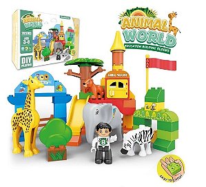 BLOCOS DUPLOS MUNDO ANIMAL 62PC