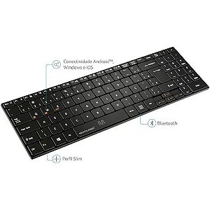 TECLADO SEM FIO BLUETOOTH PRETO SLIM (05)