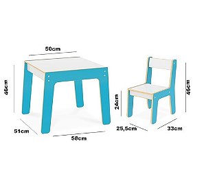 CONJ. MESA + CADEIRA INFANTIL - AZUL