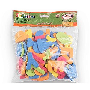BRINQUEDO PEDAGOGICO EVA ALFANUMERICO 5MM 107PC 5X3CM. UNIDADE 5206 - EVAMAX