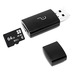 2X1: LEITOR USB + CARTAO DE MEMORIA CLASSE 10 64GB