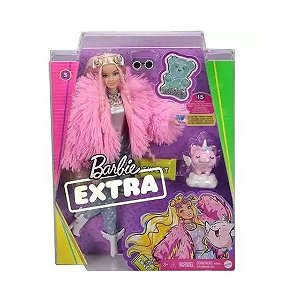 GRN28 BARBIE FASHIONISTA EXTRA JAQUETA FELPUDA ROSA COM PETS