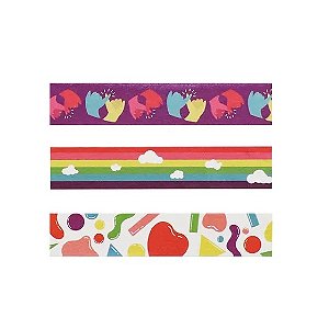 WASHI TAPE LOVE IS LOVE ABSTRATO 15MMX3M 3 UND JOCAR OFFICE