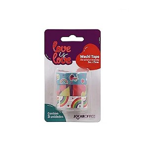 WASHI TAPE LOVE IS LOVE ARCO IRIS 15MMX3M 3 UND JOCAR OFFICE