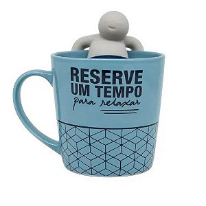 CANECA 350ML C/ INFUSOR P/ CHA TEMPO PARA RELAXAR   :SEM GTIN