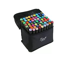 ESTOJO DE CANETAS MARCADOR PERMANENTE PONTA DUPLA 60 CORES