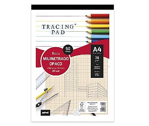 BLOCO MILIMETRADO A4 70G TRACING PAD 81500 SPIRAL BL 50 FL