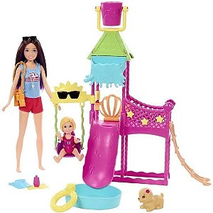 HKD80 BARBIE SKIPPER PARQUE AQUATICO COM BONECA E PETS
