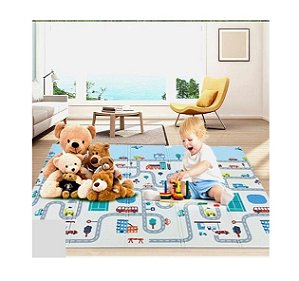 TAPETE DE ATIVIDADES DUPLA FACE PISTA DE CARRINHO 200X150X05 CM