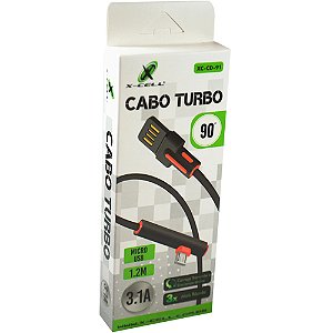CABO TURBO 90° MICRO USB 1,2M FLEX PT