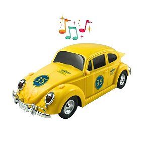 CARRINHO DE BRINQUEDO BEETLE COM LUZ E SOM BATE E VOLTA GIRA 360 AMARELO
