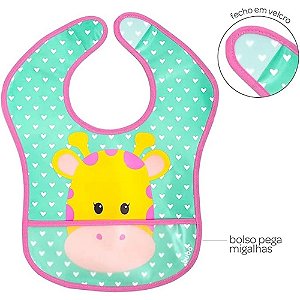 BABADOR COM BOLSO ANIMAL FUN GIRAFA