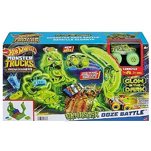HPN72 HOT WHEELS MONSTER TRUCKS ARENA DE DEMOLICAO GLOW IN DARK
