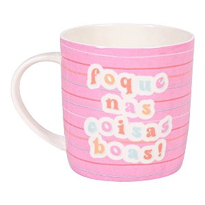 CANECA CERAMICA 400ML - FRASES CORES E AMORES COISAS BOAS