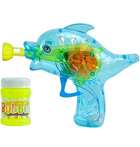 BRINQUEDO INFANTIL PISTOLA COLORIDA  DE BOLHAS COM LUZ E SOM
