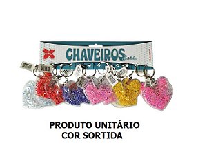 CHAVEIRO MAKE+ 5,5CM CORACAO TRANSP SORT(E)