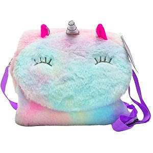 SCB125 - BOLSA ESCOLAR PELUCIA UNICORNIO FELIZ