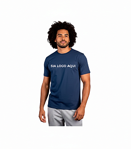 Camiseta de 95% Algodão + 5% Elastano - Adulto Azul Marinho