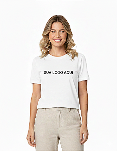 Camiseta de 95% Algodão + 5% Elastano - Adulto Branca