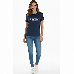 Camiseta Poliviscose (PV) Fio 30/1 - LISAS, GOLA REDONDA Adulto Azul Marinho Feminina Baby Look