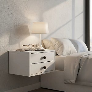 Mesa Suspensa MDF Branco com 2 Gavetas 40x30cm – Enviada Montada
