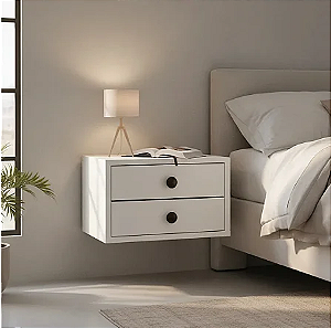 Mesa Suspensa MDF Branco com 2 Gavetas 40x30x20cm – Enviada Montada
