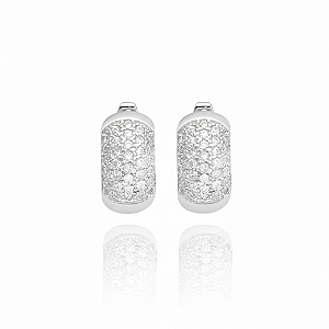 Brinco Argola 34 Pedras Cravejada em Zircônia (Banho Prata 925)