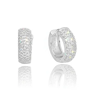 Brinco Argola Cravejada em Zircônia 52 Pedras (Banho Prata 925)